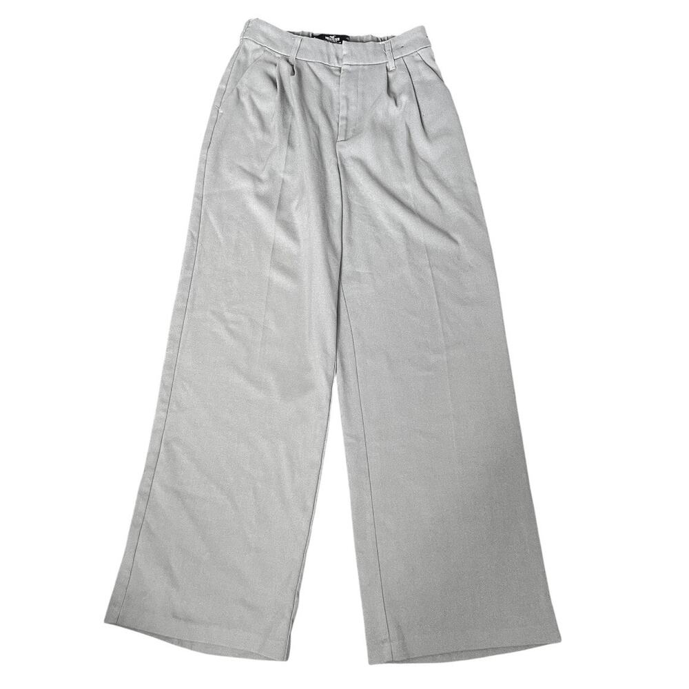 Hollister ultra high rise gray wide leg pants trousers minimalist casual small